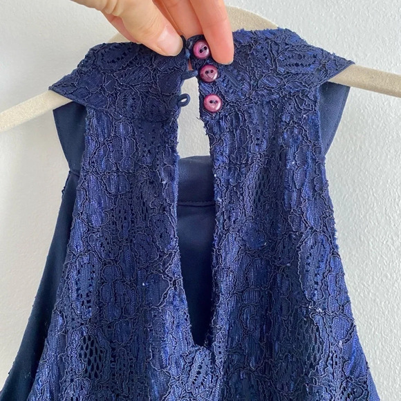 RICKI’S Navy Blue Dressy Lace High Neck Full Length Tank Top Size XS - Picture 5 of 10